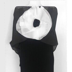 Mina Mann Silk Organza Wrap Evening Formal Black White